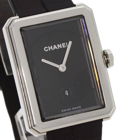 CHANEL Watches Quartz H4884 Stainless Steel Silver boy friend black dial