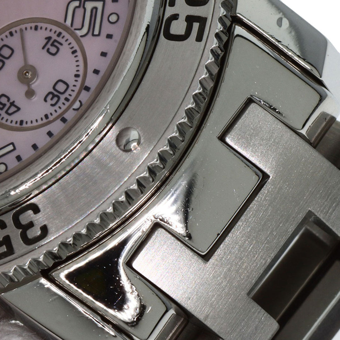 HERMES Watches Quartz CL2.310 Stainless Steel Silver Clipper Diver Chronograph New Buckle Pink shell dial