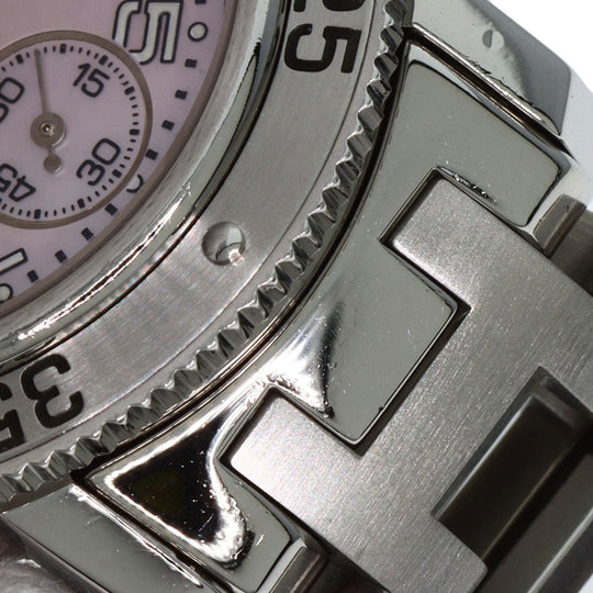 HERMES Watches Quartz CL2.310 Stainless Steel Silver Clipper Diver Chronograph New Buckle Pink shell dial