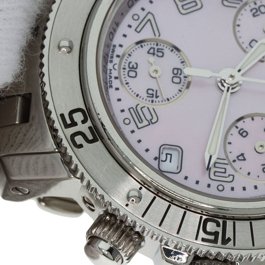 HERMES Watches Quartz CL2.310 Stainless Steel Silver Clipper Diver Chronograph New Buckle Pink shell dial