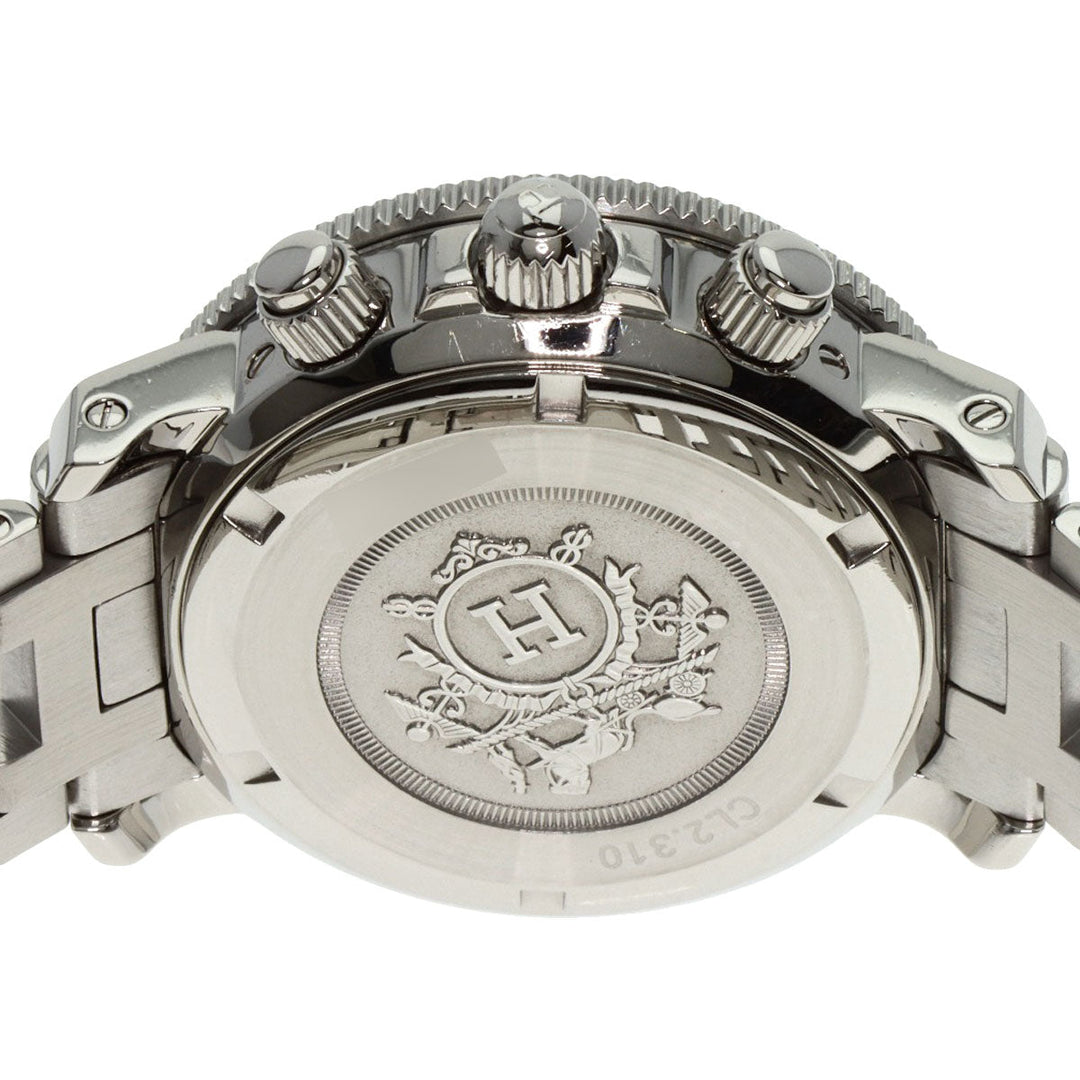 HERMES Watches Quartz CL2.310 Stainless Steel Silver Clipper Diver Chronograph New Buckle Pink shell dial