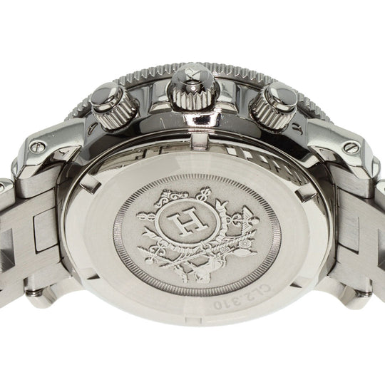HERMES Watches Quartz CL2.310 Stainless Steel Silver Clipper Diver Chronograph New Buckle Pink shell dial