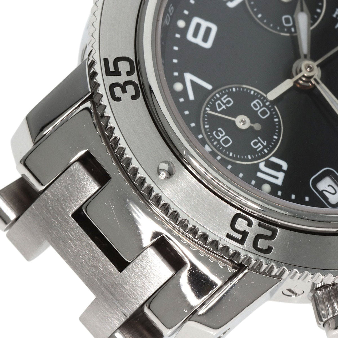 HERMES Watches Quartz CL2.310 Stainless Steel , Stainless Steel Silver Clipper Diver Chronograph black dial Women Used Authentic