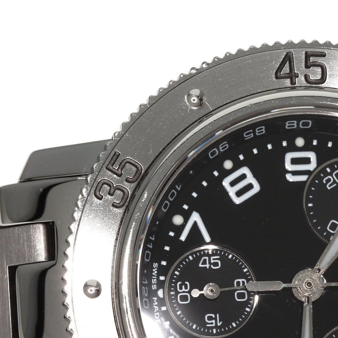 HERMES Watches Quartz CL2.310 Stainless Steel , Stainless Steel Silver Clipper Diver Chronograph black dial Women Used Authentic