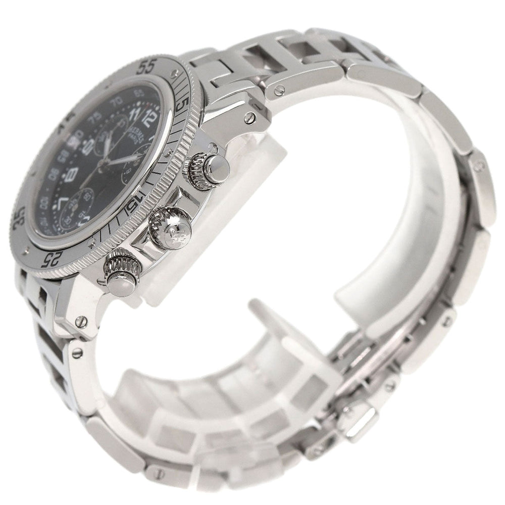 HERMES Watches Quartz CL2.310 Stainless Steel , Stainless Steel Silver Clipper Diver Chronograph black dial Women Used Authentic