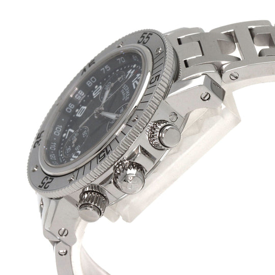 HERMES Watches Quartz CL2.310 Stainless Steel , Stainless Steel Silver Clipper Diver Chronograph black dial Women Used Authentic