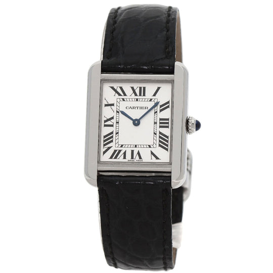 CARTIER Watches Quartz WSTA0030 Stainless Steel, Leather Silver Tank solo SM Silver dial Women Used Authentic