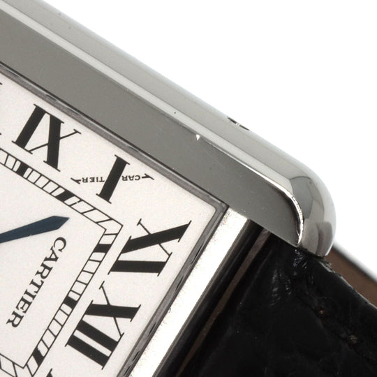 CARTIER Watches Quartz WSTA0030 Stainless Steel, Leather Silver Tank solo SM Silver dial Women Used Authentic