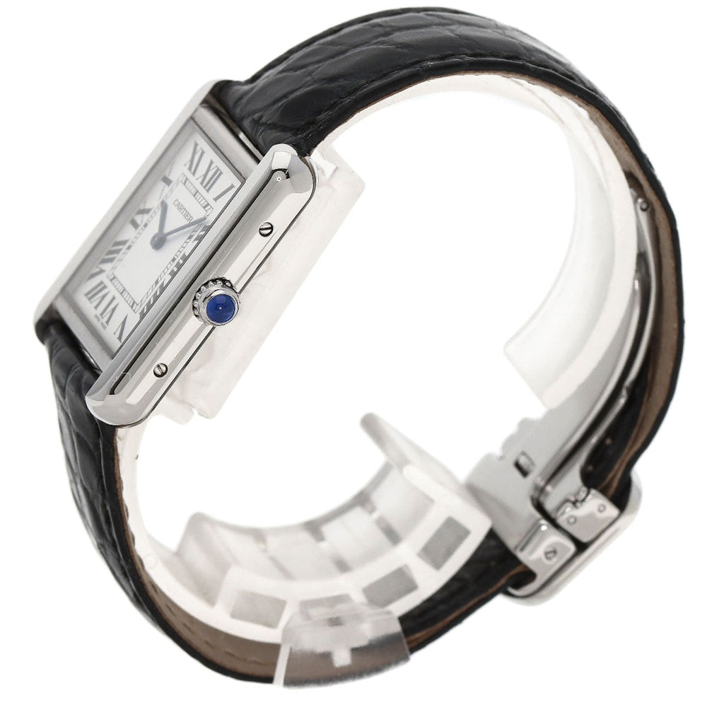 CARTIER Watches Quartz WSTA0030 Stainless Steel, Leather Silver Tank solo SM Silver dial Women Used Authentic