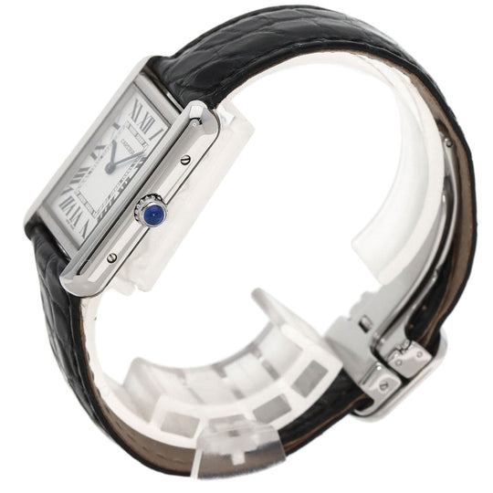 CARTIER Watches Quartz WSTA0030 Stainless Steel, Leather Silver Tank solo SM Silver dial Women Used Authentic