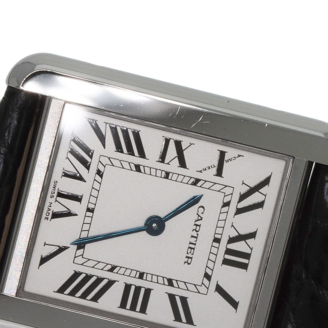 CARTIER Watches Quartz WSTA0030 Stainless Steel, Leather Silver Tank solo SM Silver dial Women Used Authentic