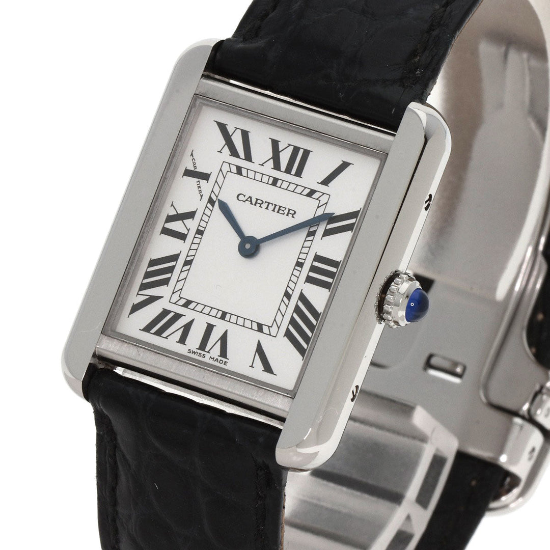 CARTIER Watches Quartz WSTA0030 Stainless Steel, Leather Silver Tank solo SM Silver dial Women Used Authentic