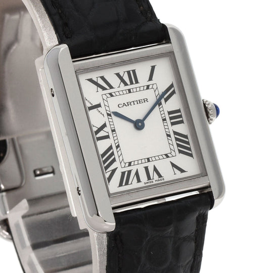 CARTIER Watches Quartz WSTA0030 Stainless Steel, Leather Silver Tank solo SM Silver dial Women Used Authentic