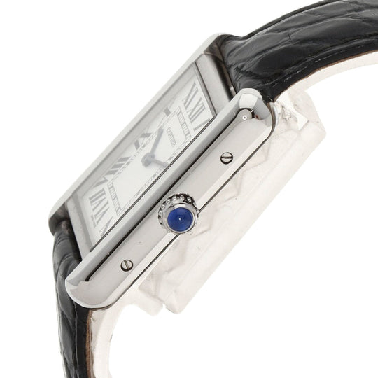 CARTIER Watches Quartz WSTA0030 Stainless Steel, Leather Silver Tank solo SM Silver dial Women Used Authentic