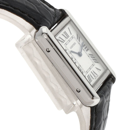 CARTIER Watches Quartz WSTA0030 Stainless Steel, Leather Silver Tank solo SM Silver dial Women Used Authentic