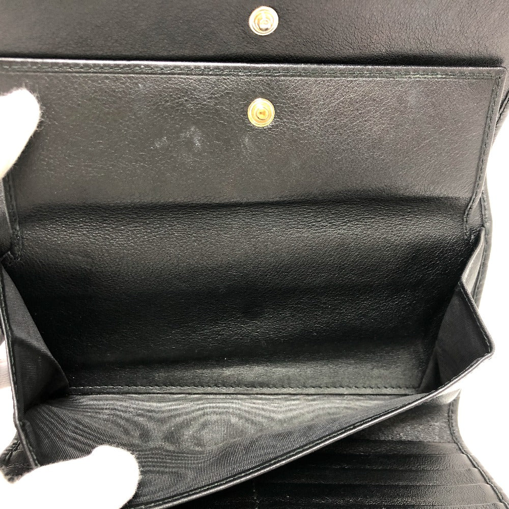 GUCCI Trifold wallet 257303 leather black Sima line GG Women Used Authentic