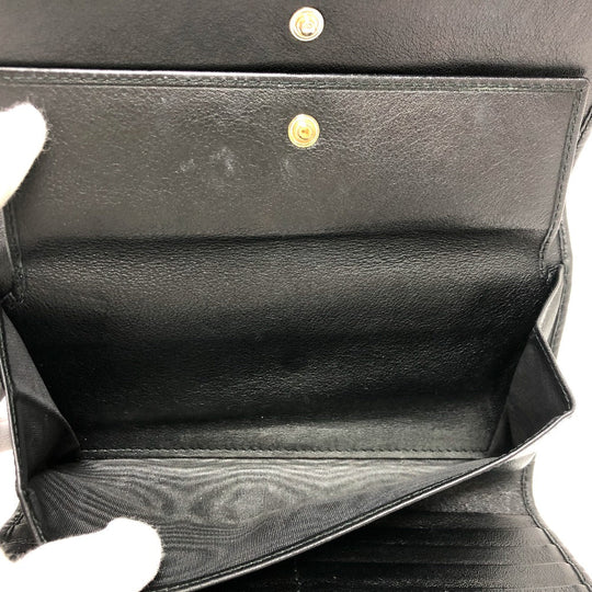 GUCCI Trifold wallet 257303 leather black Sima line GG Women Used Authentic