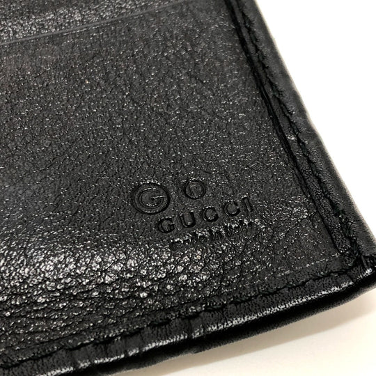 GUCCI Trifold wallet 257303 leather black Sima line GG Women Used Authentic