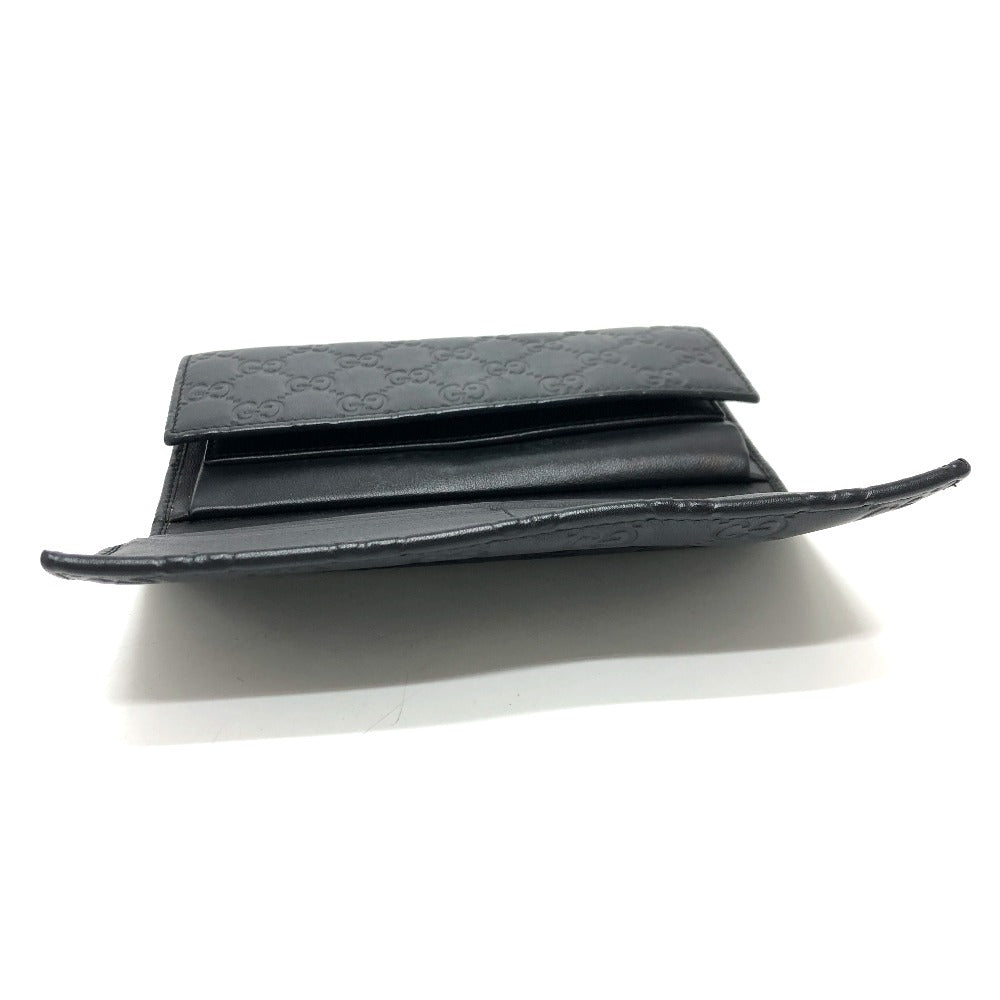 GUCCI Trifold wallet 257303 leather black Sima line GG Women Used Authentic