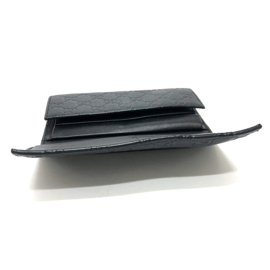 GUCCI Trifold wallet 257303 leather black Sima line GG Women Used Authentic