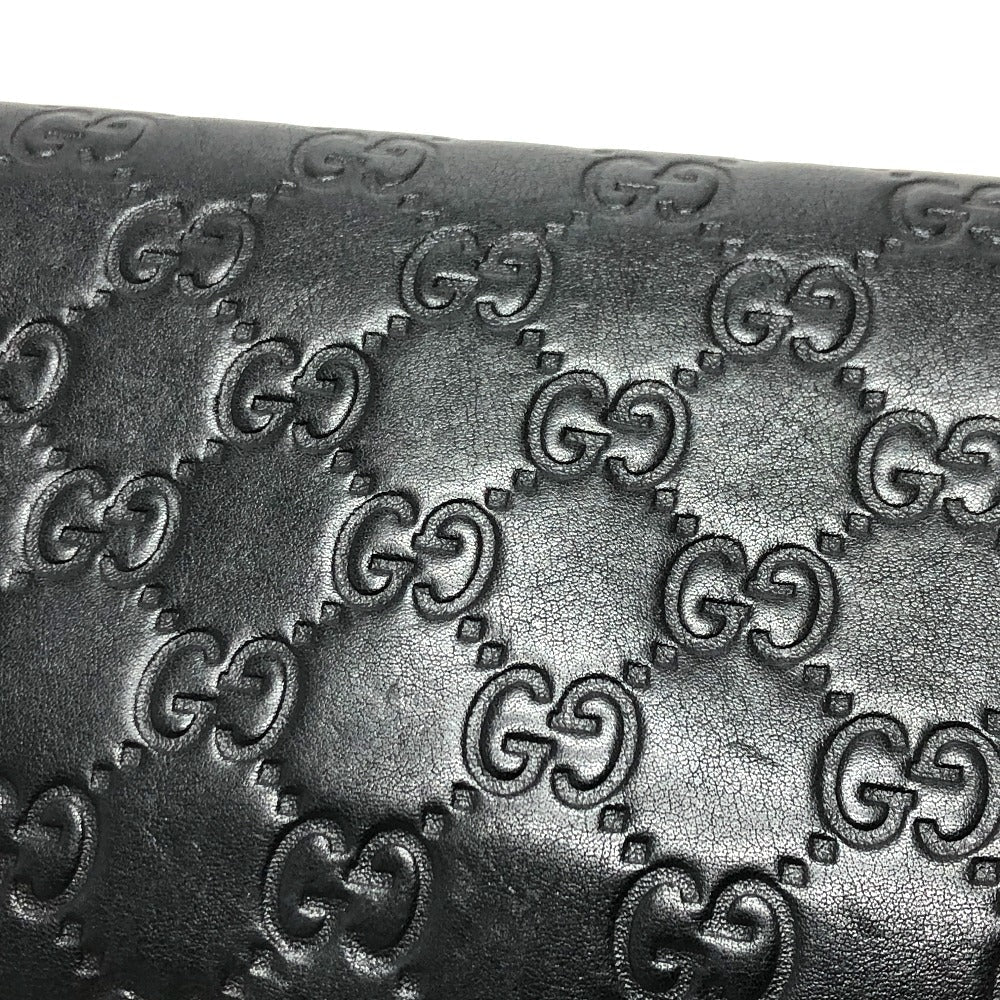GUCCI Trifold wallet 257303 leather black Sima line GG Women Used Authentic