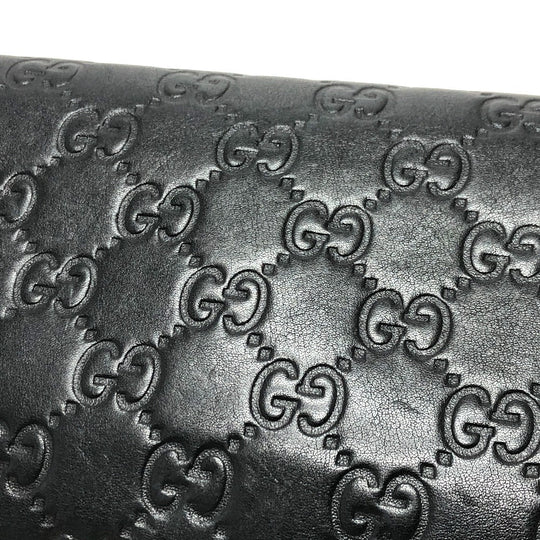 GUCCI Trifold wallet 257303 leather black Sima line GG Women Used Authentic