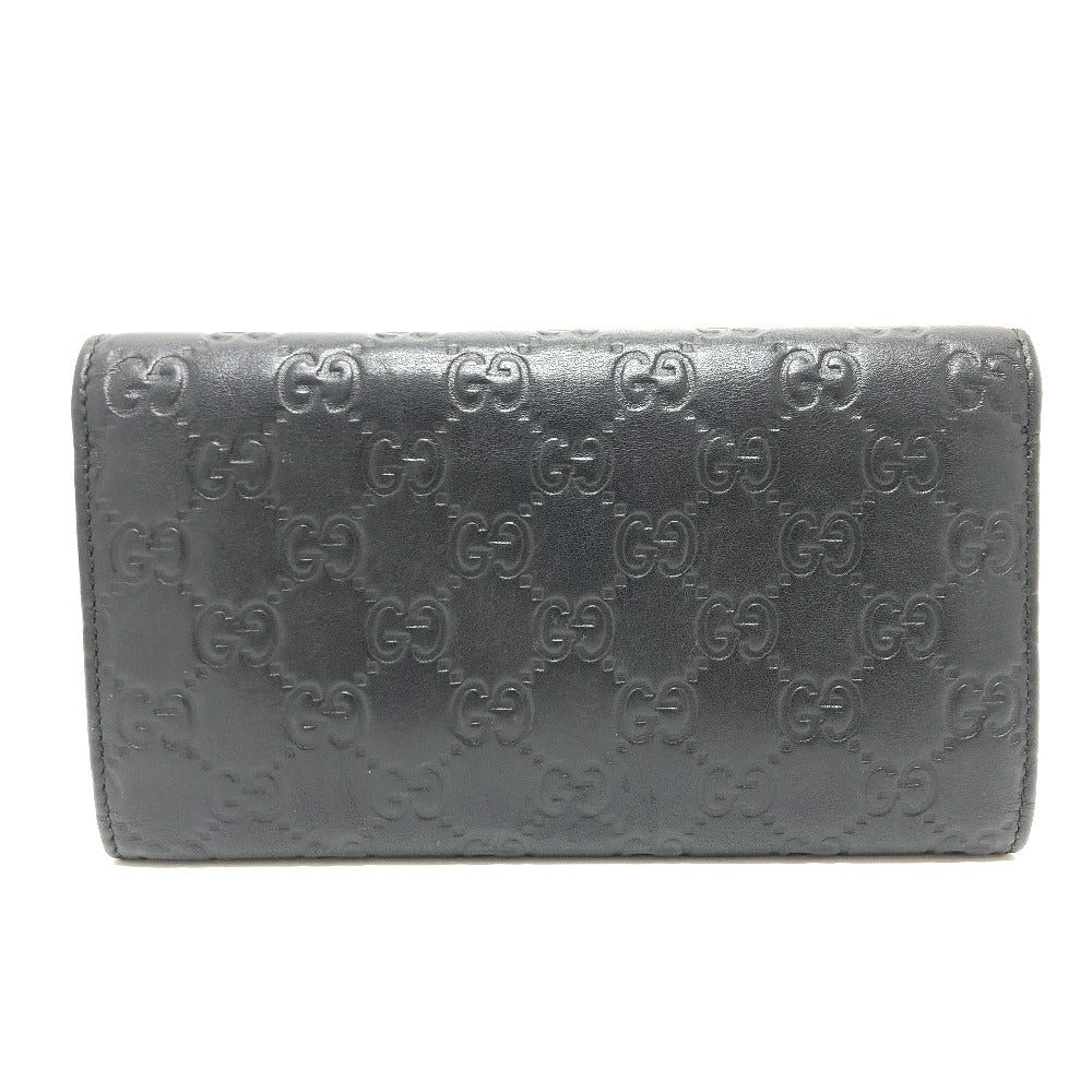 GUCCI Trifold wallet 257303 leather black Sima line GG Women Used Authentic