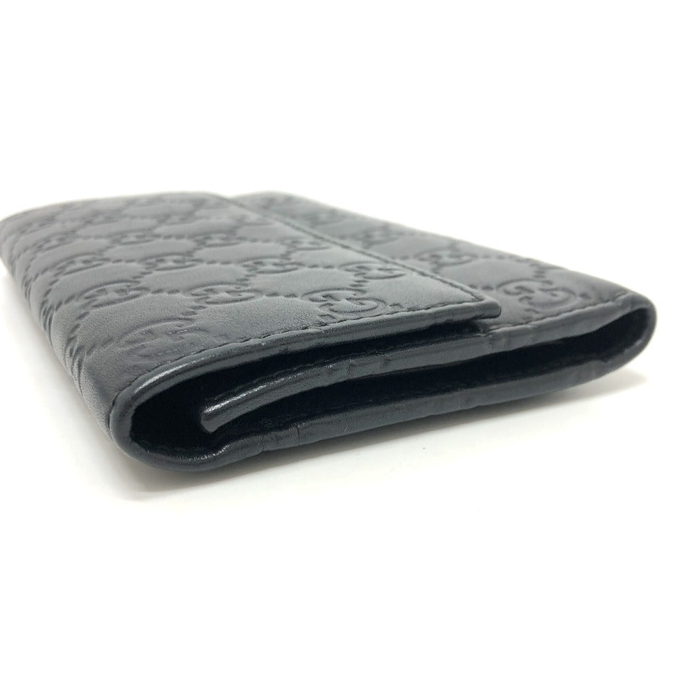 GUCCI Trifold wallet 257303 leather black Sima line GG Women Used Authentic