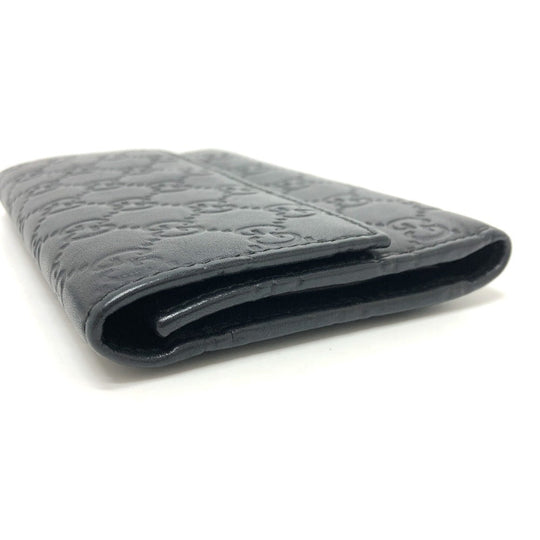 GUCCI Trifold wallet 257303 leather black Sima line GG Women Used Authentic