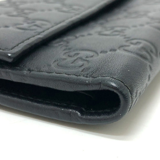 GUCCI Trifold wallet 257303 leather black Sima line GG Women Used Authentic
