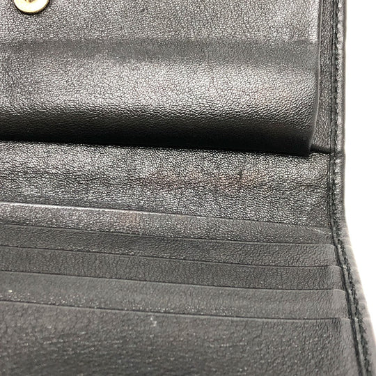 GUCCI Trifold wallet 257303 leather black Sima line GG Women Used Authentic