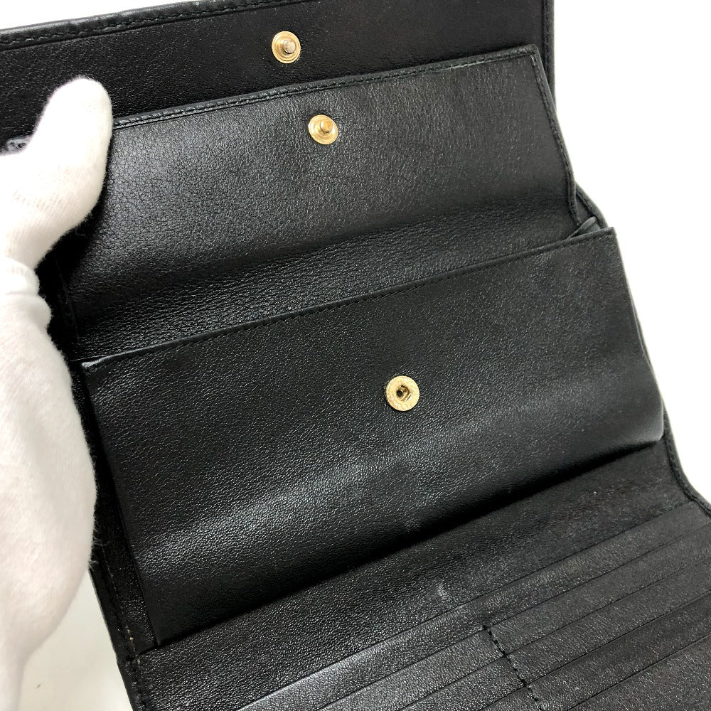 GUCCI Trifold wallet 257303 leather black Sima line GG Women Used Authentic
