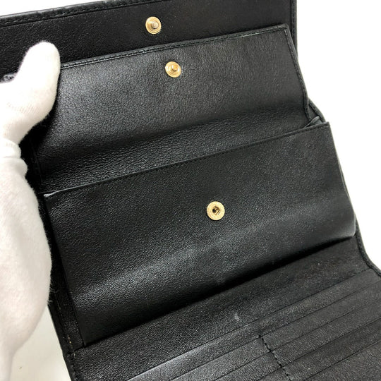 GUCCI Trifold wallet 257303 leather black Sima line GG Women Used Authentic