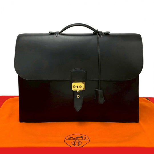 HERMES Business bag Box scarf black Sac Adepesh 41