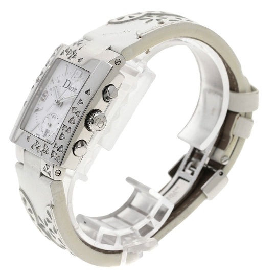 Christian Dior Watches Quartz D81-101 Stainless Steel, Leather Silver Riva Diamond Bezel white dial Women Used Authentic
