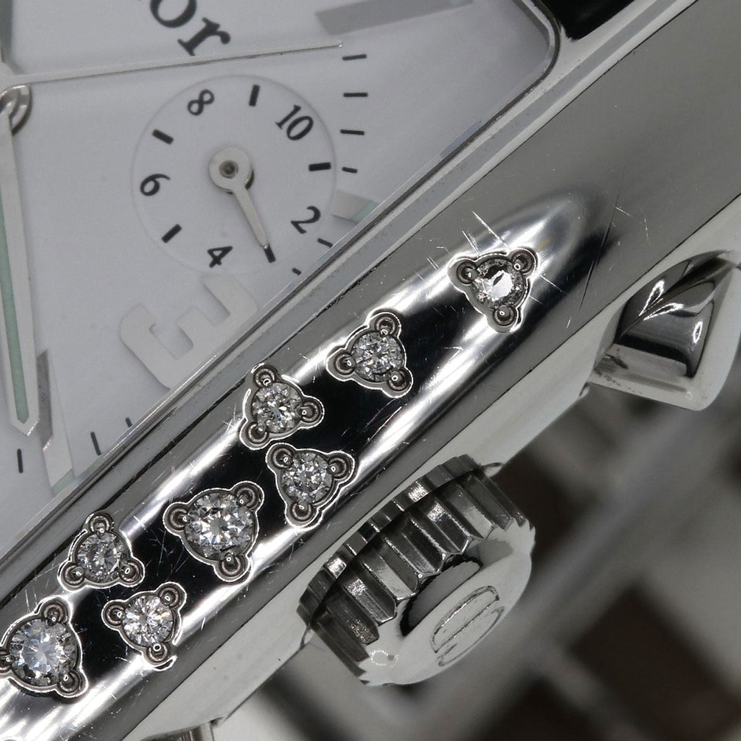 Christian Dior Watches Quartz D81-101 Stainless Steel, Leather Silver Riva Diamond Bezel white dial Women Used Authentic