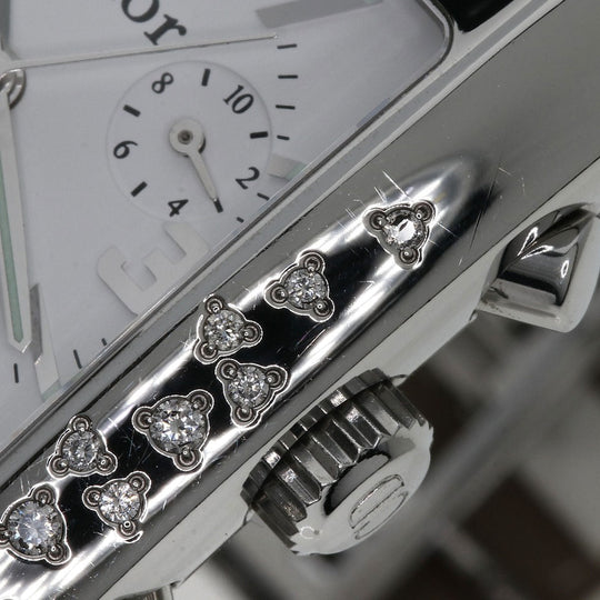 Christian Dior Watches Quartz D81-101 Stainless Steel, Leather Silver Riva Diamond Bezel white dial Women Used Authentic