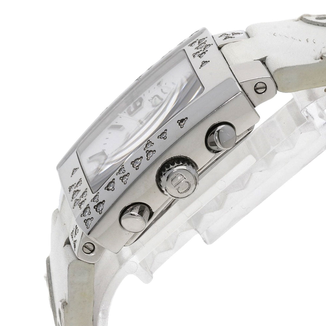 Christian Dior Watches Quartz D81-101 Stainless Steel, Leather Silver Riva Diamond Bezel white dial Women Used Authentic