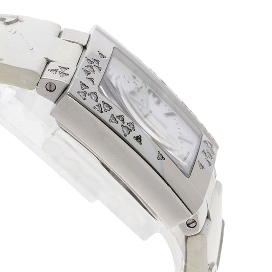 Christian Dior Watches Quartz D81-101 Stainless Steel, Leather Silver Riva Diamond Bezel white dial Women Used Authentic