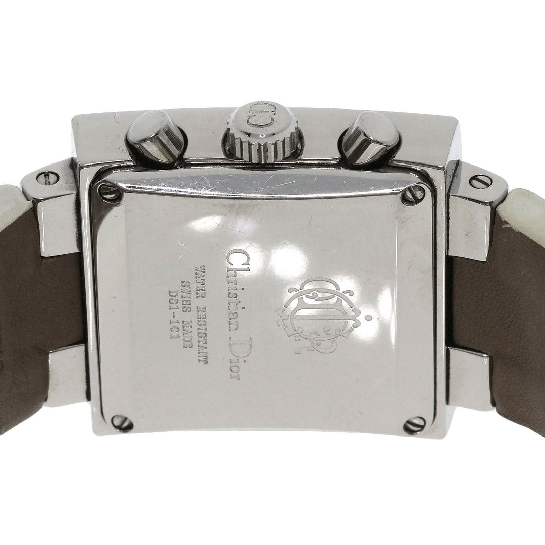 Christian Dior Watches Quartz D81-101 Stainless Steel, Leather Silver Riva Diamond Bezel white dial Women Used Authentic