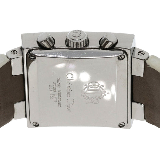 Christian Dior Watches Quartz D81-101 Stainless Steel, Leather Silver Riva Diamond Bezel white dial Women Used Authentic