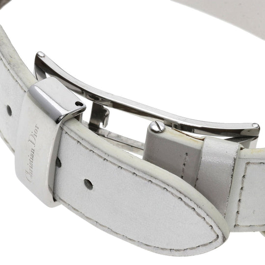Christian Dior Watches Quartz D81-101 Stainless Steel, Leather Silver Riva Diamond Bezel white dial Women Used Authentic