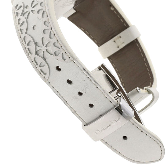 Christian Dior Watches Quartz D81-101 Stainless Steel, Leather Silver Riva Diamond Bezel white dial Women Used Authentic