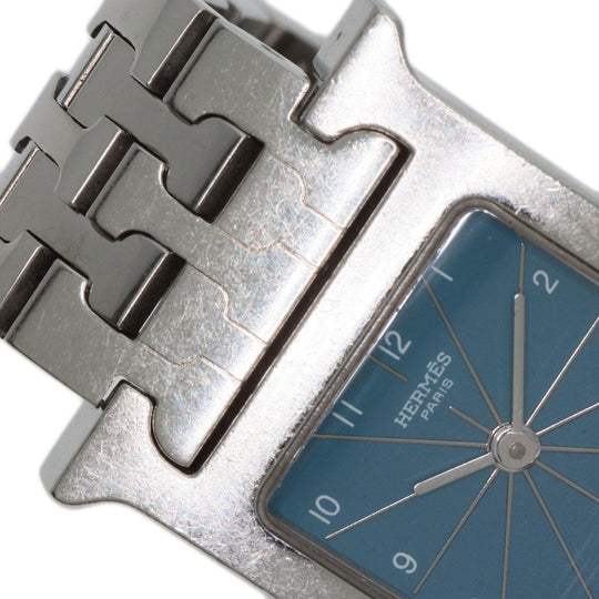 HERMES Watches Quartz HH1.210 Stainless Steel , Stainless Steel Silver H Watch Blue Gene Blue gene dial Women Used Authentic