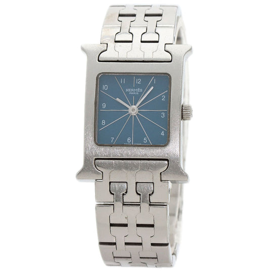 HERMES Watches Quartz HH1.210 Stainless Steel , Stainless Steel Silver H Watch Blue Gene Blue gene dial Women Used Authentic