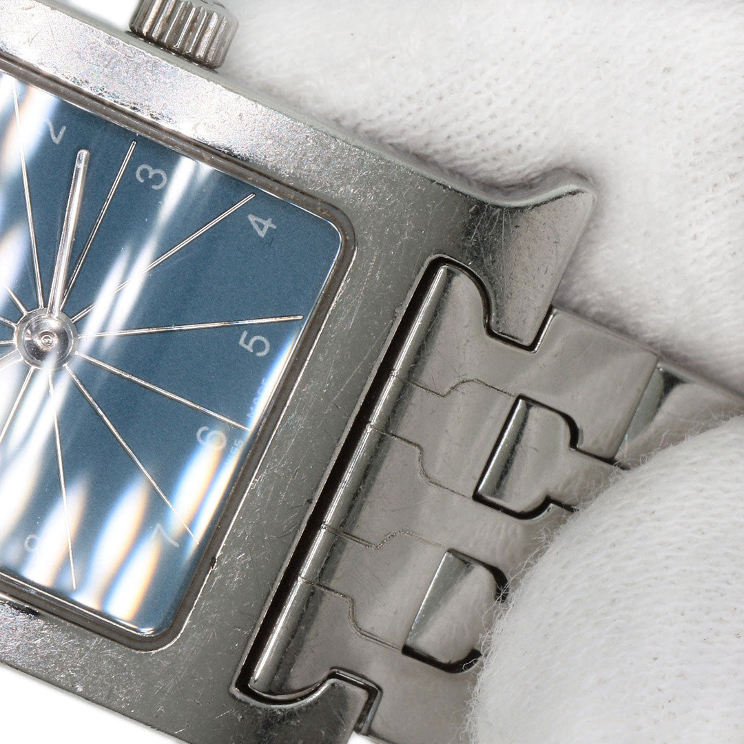 HERMES Watches Quartz HH1.210 Stainless Steel , Stainless Steel Silver H Watch Blue Gene Blue gene dial Women Used Authentic