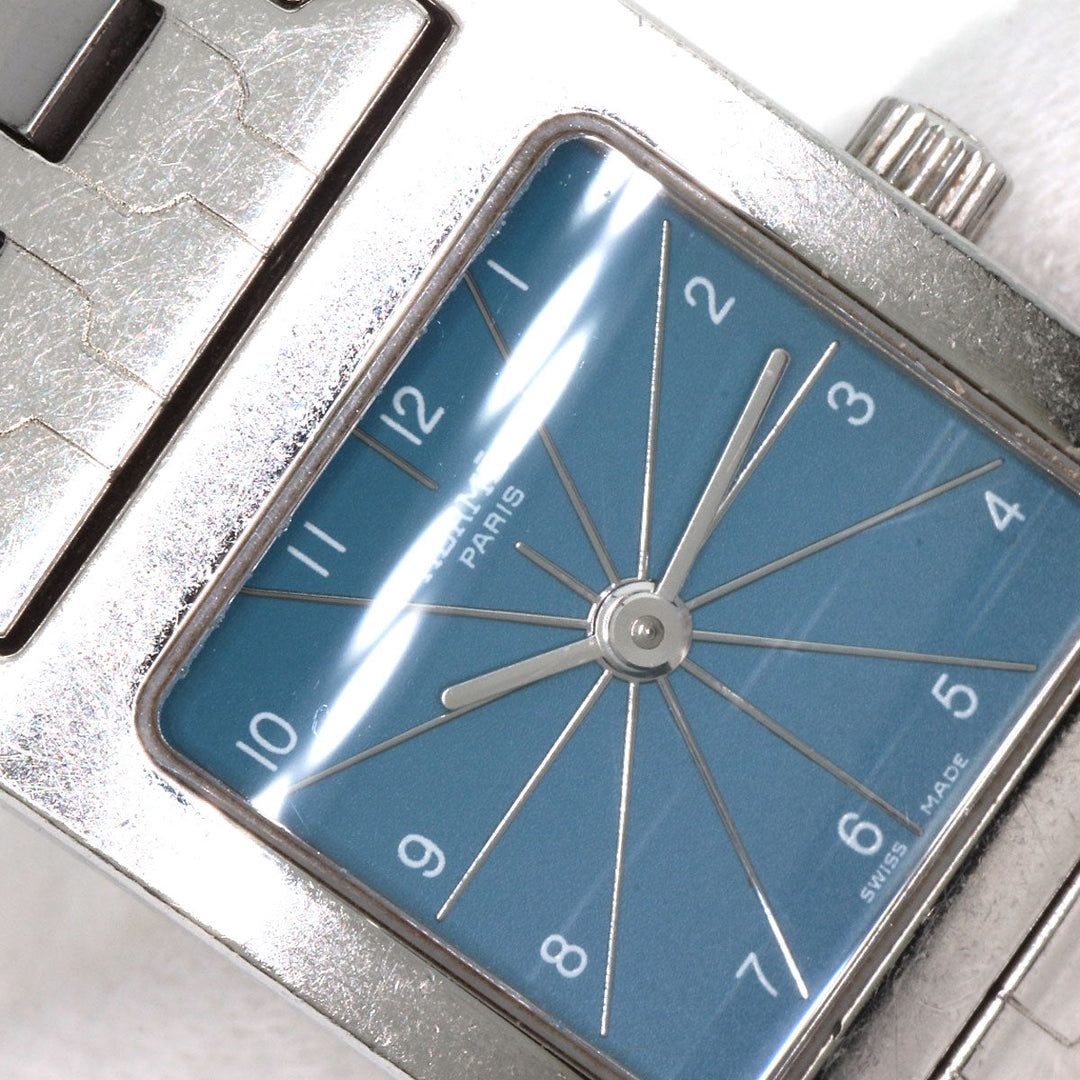 HERMES Watches Quartz HH1.210 Stainless Steel , Stainless Steel Silver H Watch Blue Gene Blue gene dial Women Used Authentic