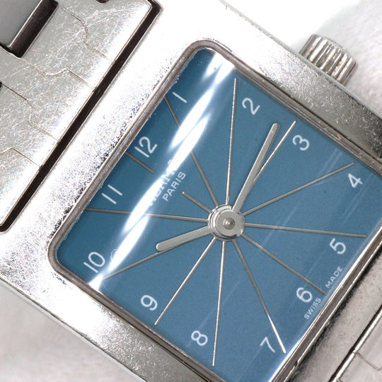 HERMES Watches Quartz HH1.210 Stainless Steel , Stainless Steel Silver H Watch Blue Gene Blue gene dial Women Used Authentic