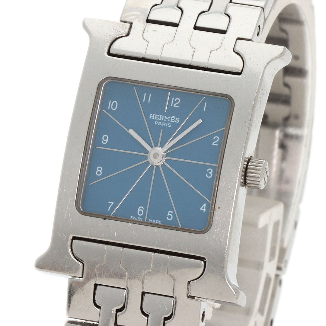 HERMES Watches Quartz HH1.210 Stainless Steel , Stainless Steel Silver H Watch Blue Gene Blue gene dial Women Used Authentic