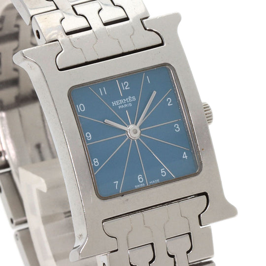 HERMES Watches Quartz HH1.210 Stainless Steel , Stainless Steel Silver H Watch Blue Gene Blue gene dial Women Used Authentic